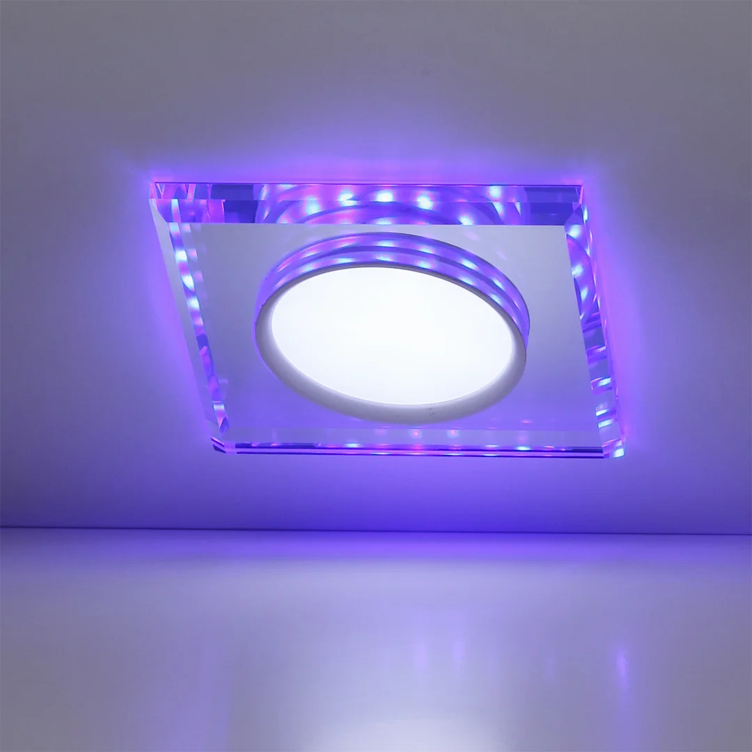 SSP-22 CH/TR+BL 8W LED 230V RING LED NIEBIESKI oczko sufitowe lampa sufitowa STAŁA KWADRATOWA SZKŁO TRANSPARENTNE — zdjęcie 4