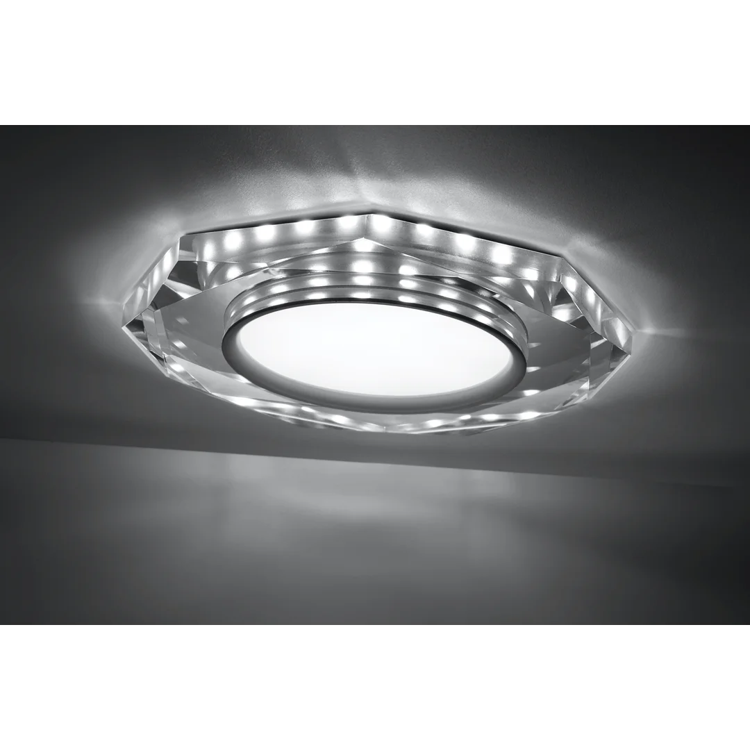 SSP-24 CH/TR+WH 8W LED 230V RING LED BIAŁY oczko sufitowe lampa sufitow OŚMIOKĄTNA SZKŁO TRANSPARENTNE — zdjęcie 2
