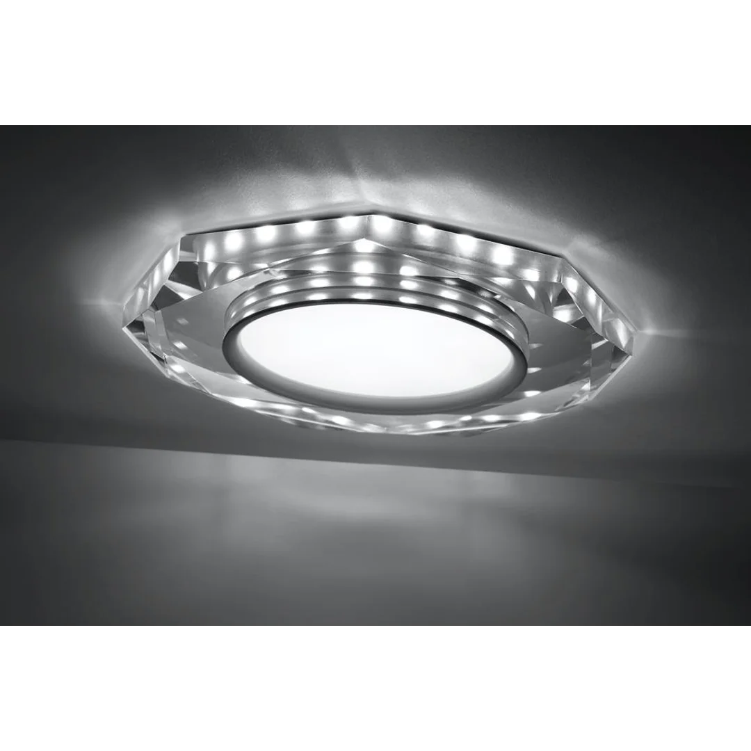 SSP-24 CH/TR+WH 8W LED 230V RING LED BIAŁY oczko sufitowe lampa sufitow OŚMIOKĄTNA SZKŁO TRANSPARENTNE — zdjęcie 3