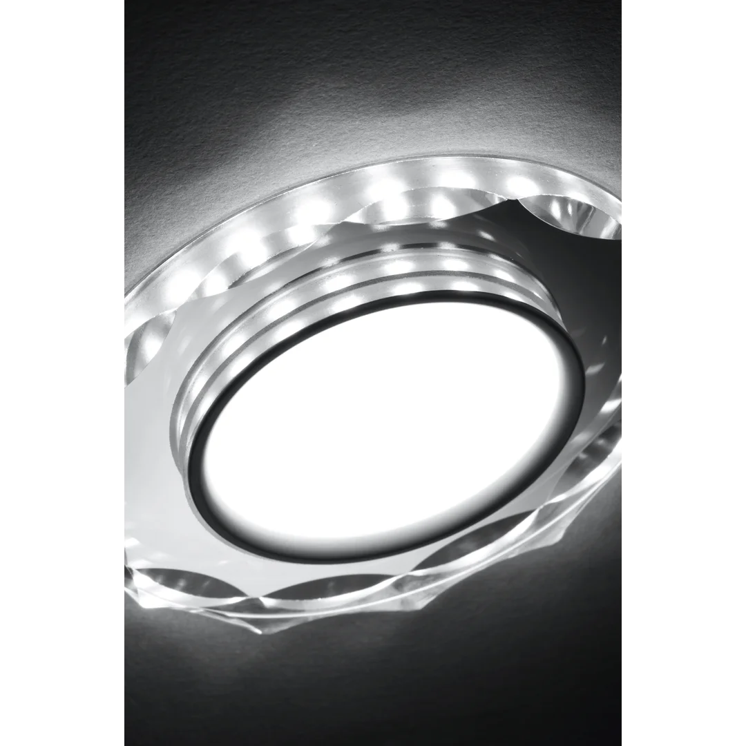 SSP-25 CH/TR+WH 8W LED 230V RING LED BIAŁY oczko sufitowe lampa sufitowa OKRĄGŁA SZLIF SZKŁO TRANSPARENTNE — zdjęcie 2