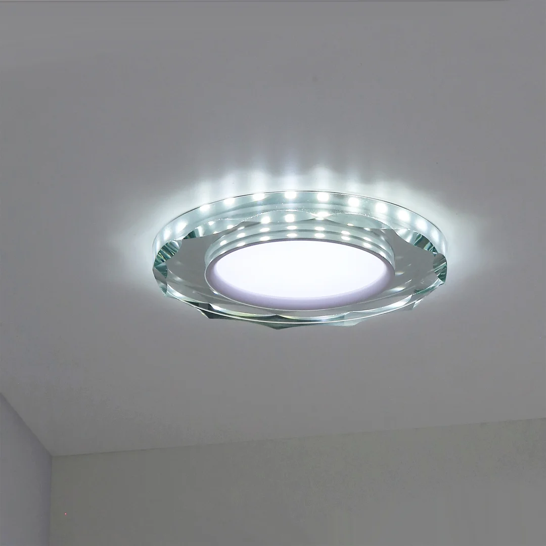 SSP-25 CH/TR+WH 8W LED 230V RING LED BIAŁY oczko sufitowe lampa sufitowa OKRĄGŁA SZLIF SZKŁO TRANSPARENTNE — zdjęcie 4