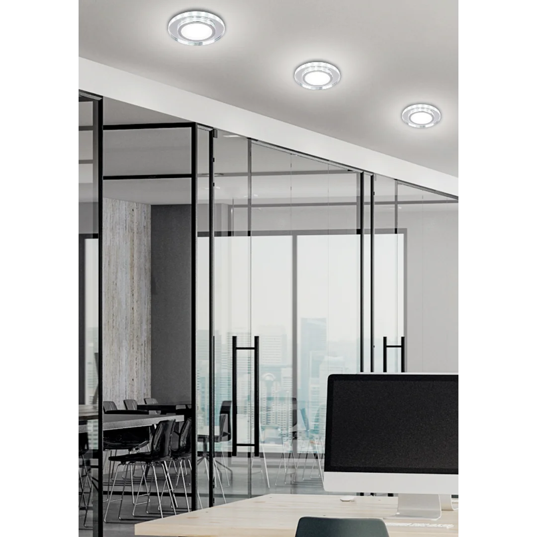 SSP-26 CH/TR+WH 10W LED 230V RING LED BIAŁY oczko sufitowe lampa sufitowa OKRĄGŁA SZLIF SZKŁO TRANSPARENTNE — zdjęcie 2