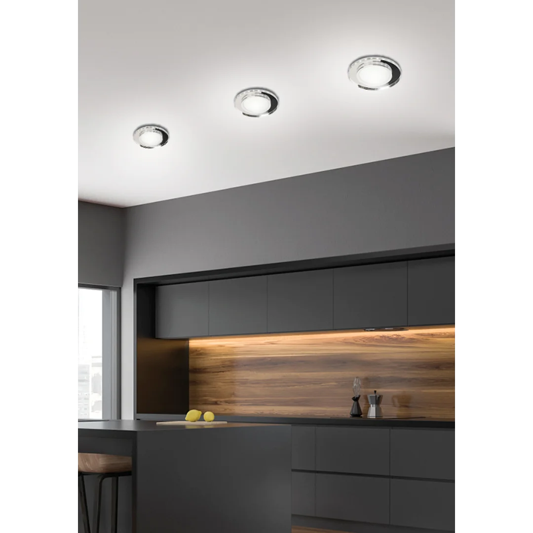 SSP-26 CH/TR+WH 10W LED 230V RING LED BIAŁY oczko sufitowe lampa sufitowa OKRĄGŁA SZLIF SZKŁO TRANSPARENTNE — zdjęcie 3