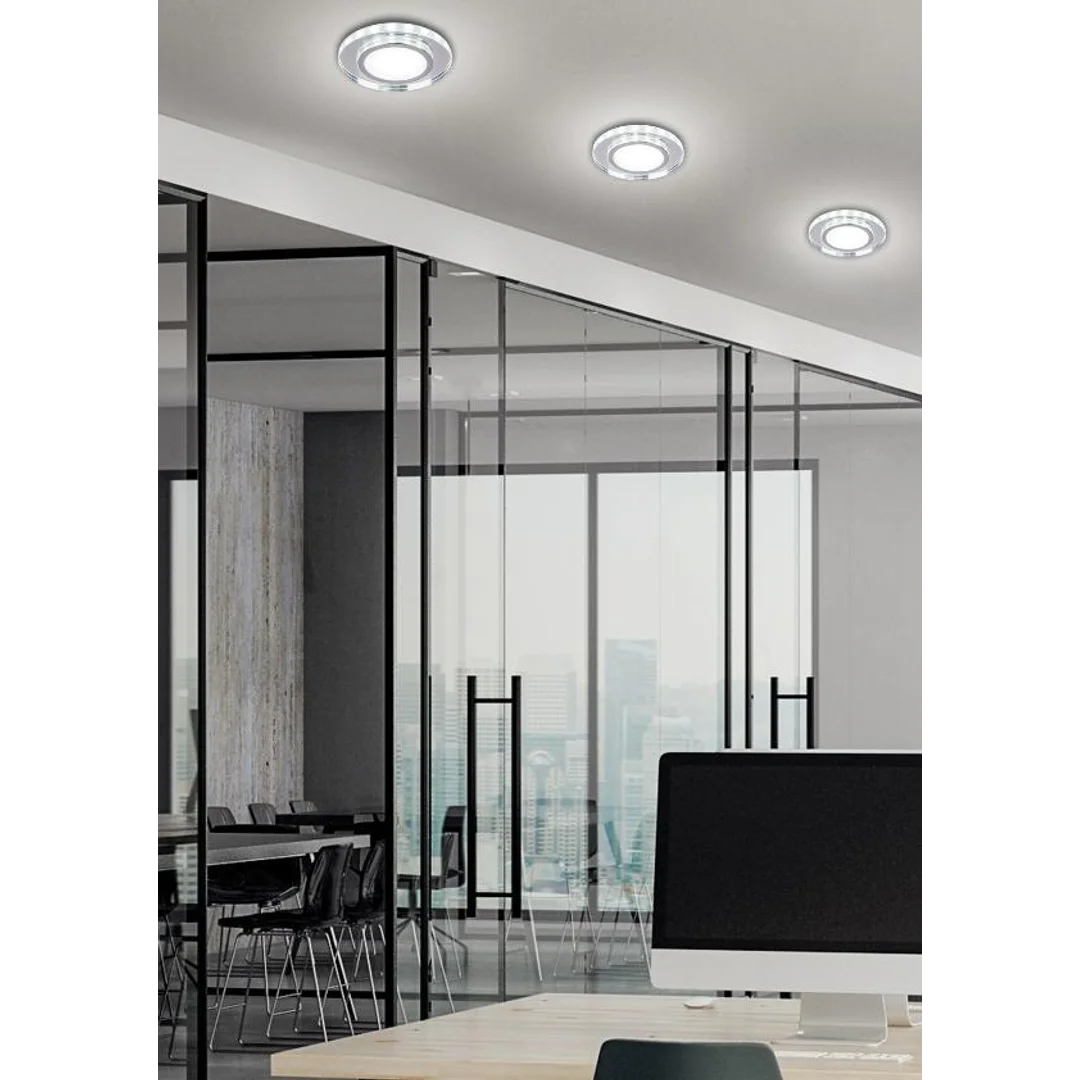 SSP-26 CH/TR+WH 10W LED 230V RING LED BIAŁY oczko sufitowe lampa sufitowa OKRĄGŁA SZLIF SZKŁO TRANSPARENTNE — zdjęcie 4