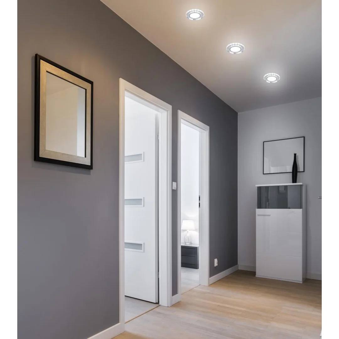 SSP-26 CH/TR+WH 10W LED 230V RING LED BIAŁY oczko sufitowe lampa sufitowa OKRĄGŁA SZLIF SZKŁO TRANSPARENTNE — zdjęcie 6