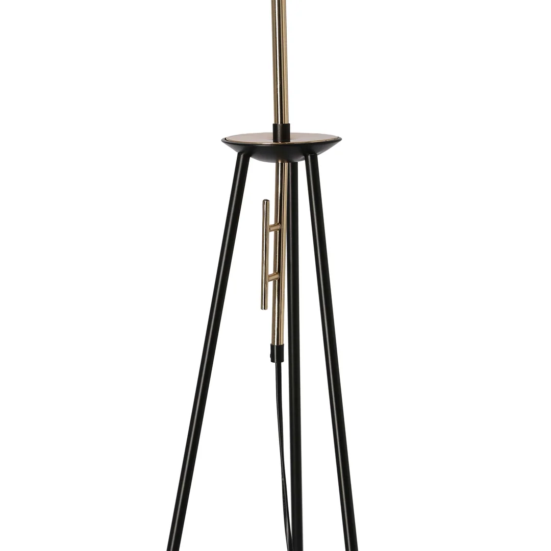 TAFLO LAMPA PODŁOGOWA CZARNO ZŁOTA 1X60W E27 ABAŻUR BIAŁY — zdjęcie 4