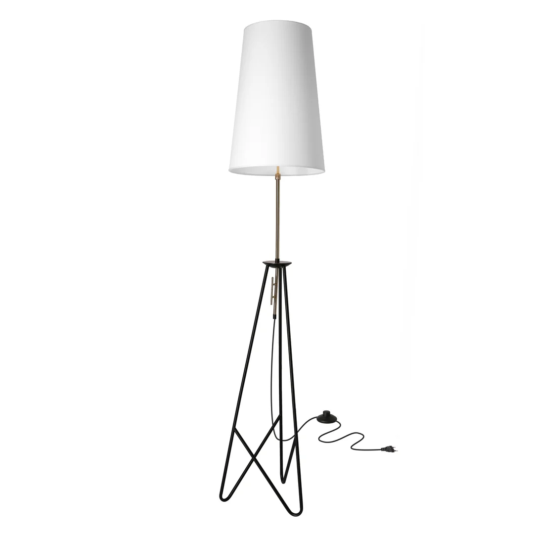 TAFLO LAMPA PODŁOGOWA CZARNO ZŁOTA 1X60W E27 ABAŻUR BIAŁY — zdjęcie 6