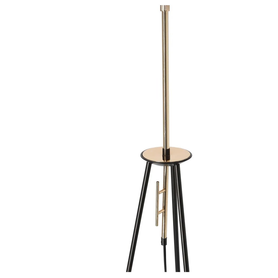 TAFLO LAMPA PODŁOGOWA CZARNO ZŁOTA 1X60W E27 ABAŻUR BIAŁY — zdjęcie 9