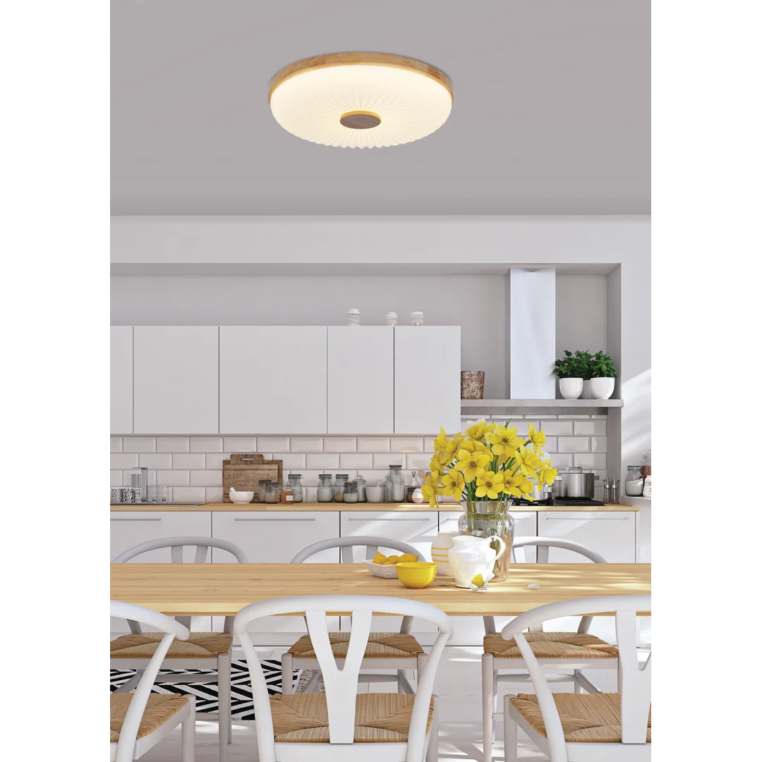 TART LAMPA SUFITOWA PLAFON DREWNIANY 24W LED 38CM BIAŁY+DREWNIANY 4000K — zdjęcie 2