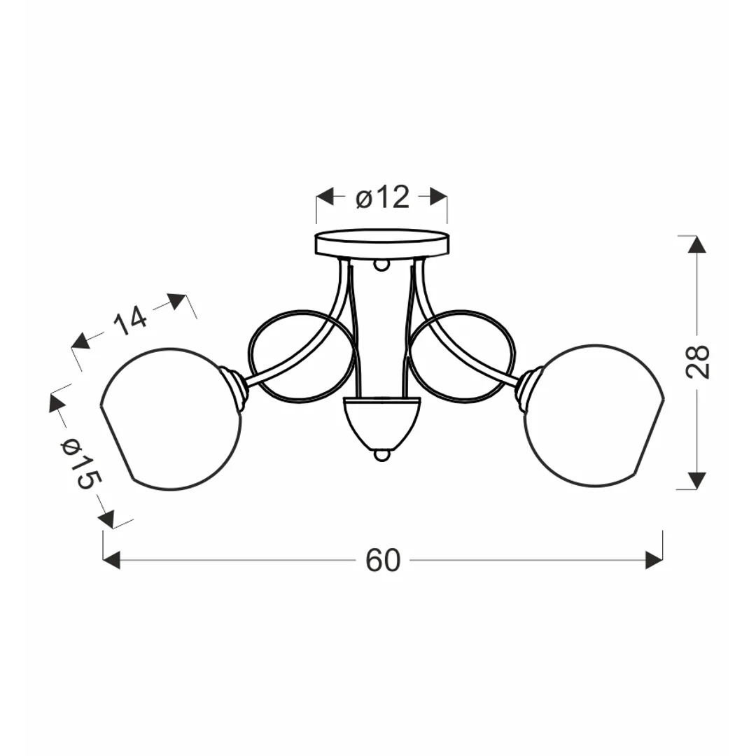 TARTINE lampa sufitowa chromowy 2x40W E27 klosz biały — zdjęcie 2
