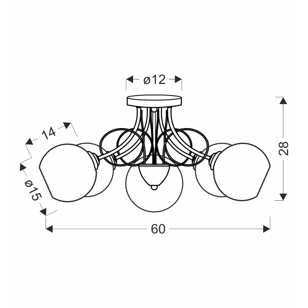 TARTINE lampa sufitowa chromowy 5x40W E27 klosz biały — zdjęcie 2