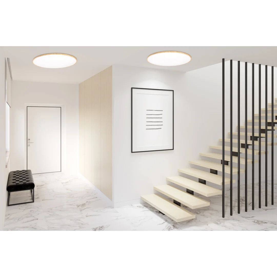 TENS lampa sufitowa plafon drew. 48W LED 3000/4000/6000K 59cm klosz biały, pilot — zdjęcie 2