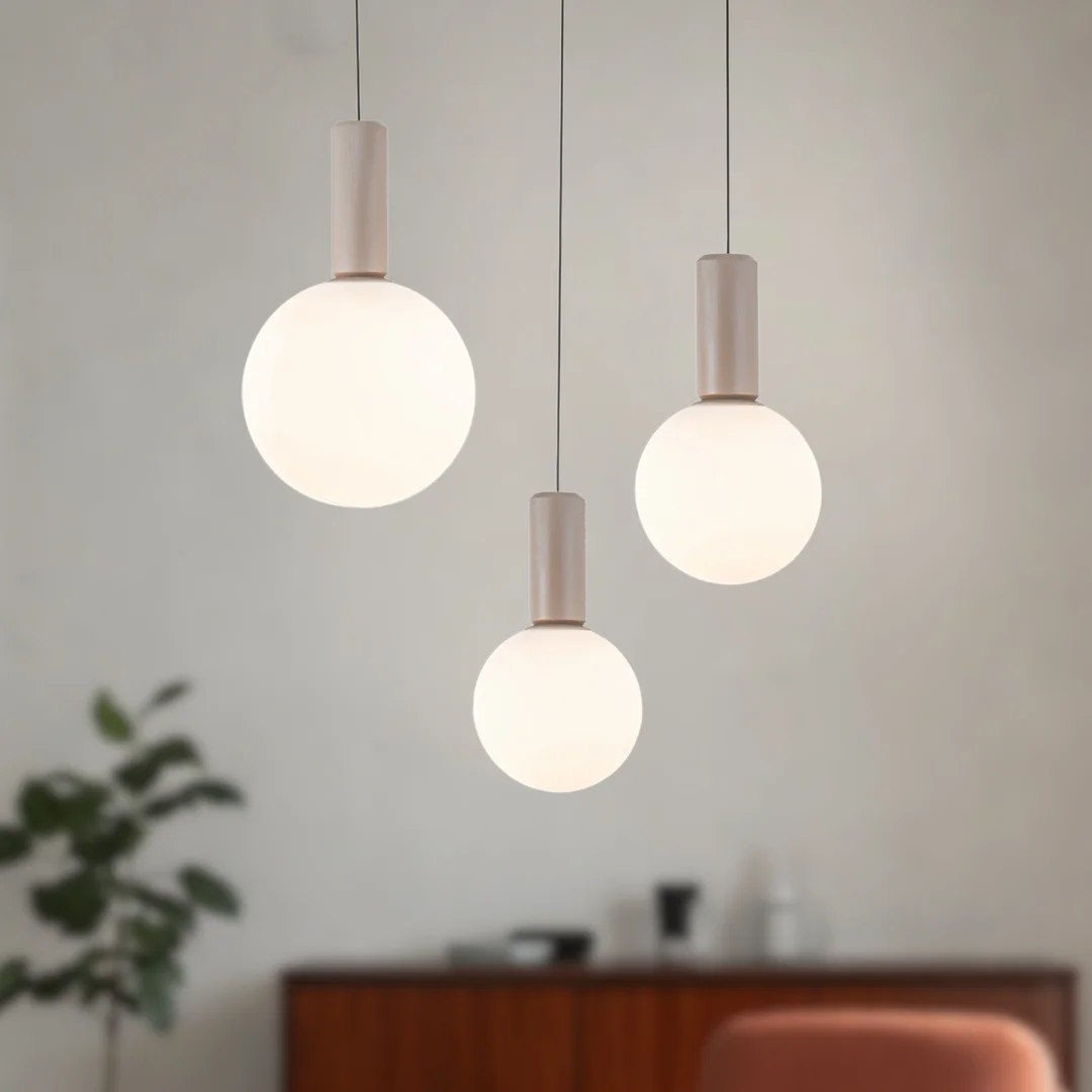 TESTA lampa wisząca talerz beżowa 3x10W G9 klosz biały — zdjęcie 2