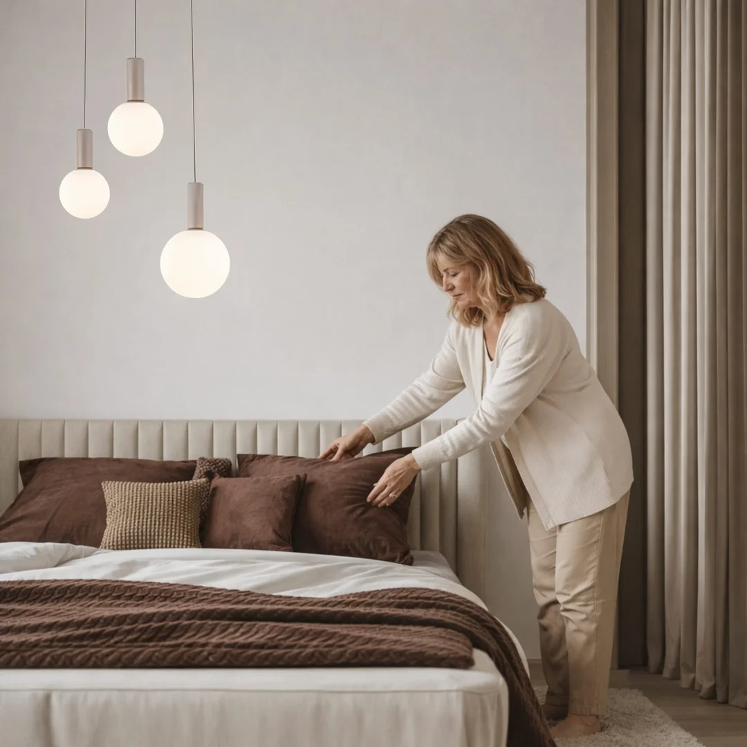 TESTA lampa wisząca talerz beżowa 3x10W G9 klosz biały — zdjęcie 4