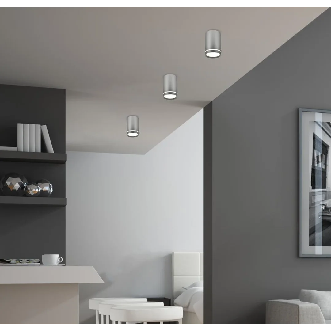 TUBA LAMPA SUFITOWA 1X15W GU10 6,8/10 SREBRNY MATOWY — zdjęcie 3
