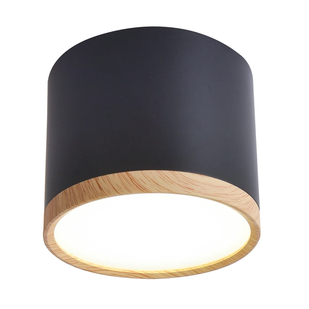 TUBA LAMPA SUFITOWA 9W LED 8,8/7,5 DREWNO+CZARNY 4000K — zdjęcie 3