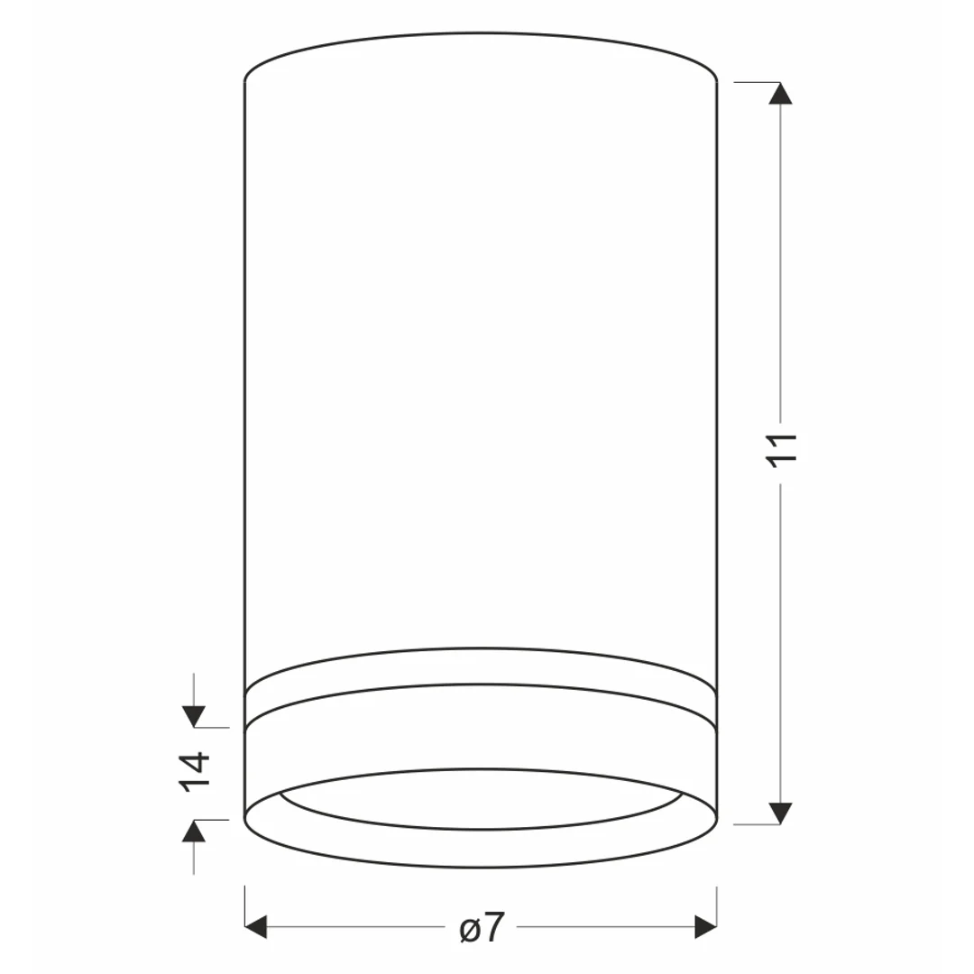 Tuba lampa sufitowa złoty matowy 1x15W GU10 7/11 z ringiem akrylowym — zdjęcie 2