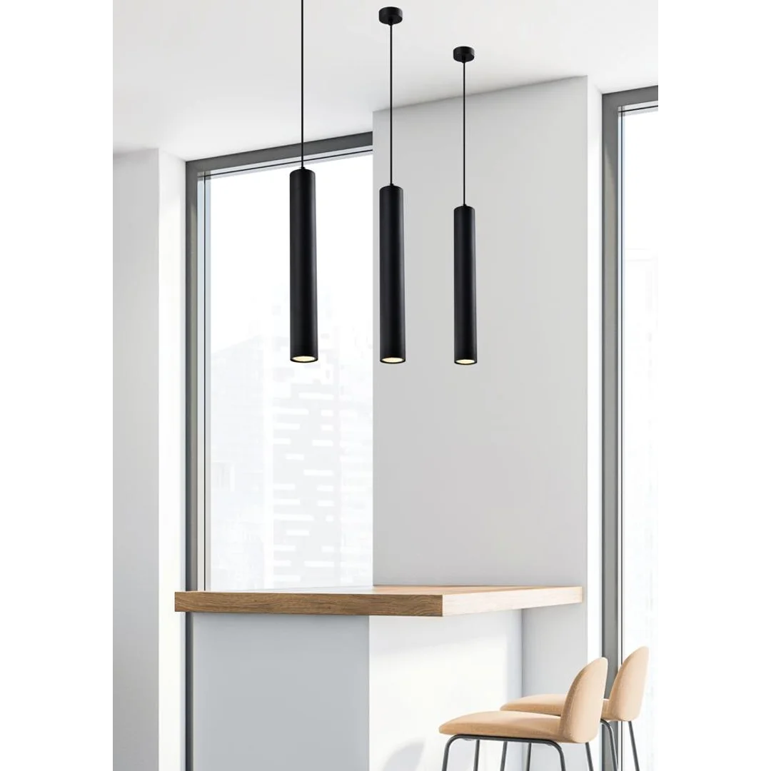 Tubo lampa wisząca czarny 1x25w gu10 klosz 40cm czarny — zdjęcie 3