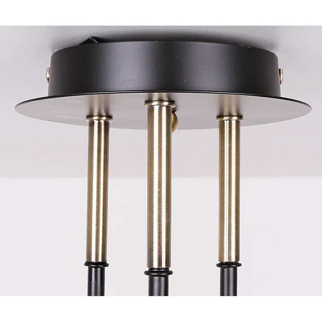 Unica lampa sufitowa czarny+złoty 3x40w e27 klosz dymiony — zdjęcie 6