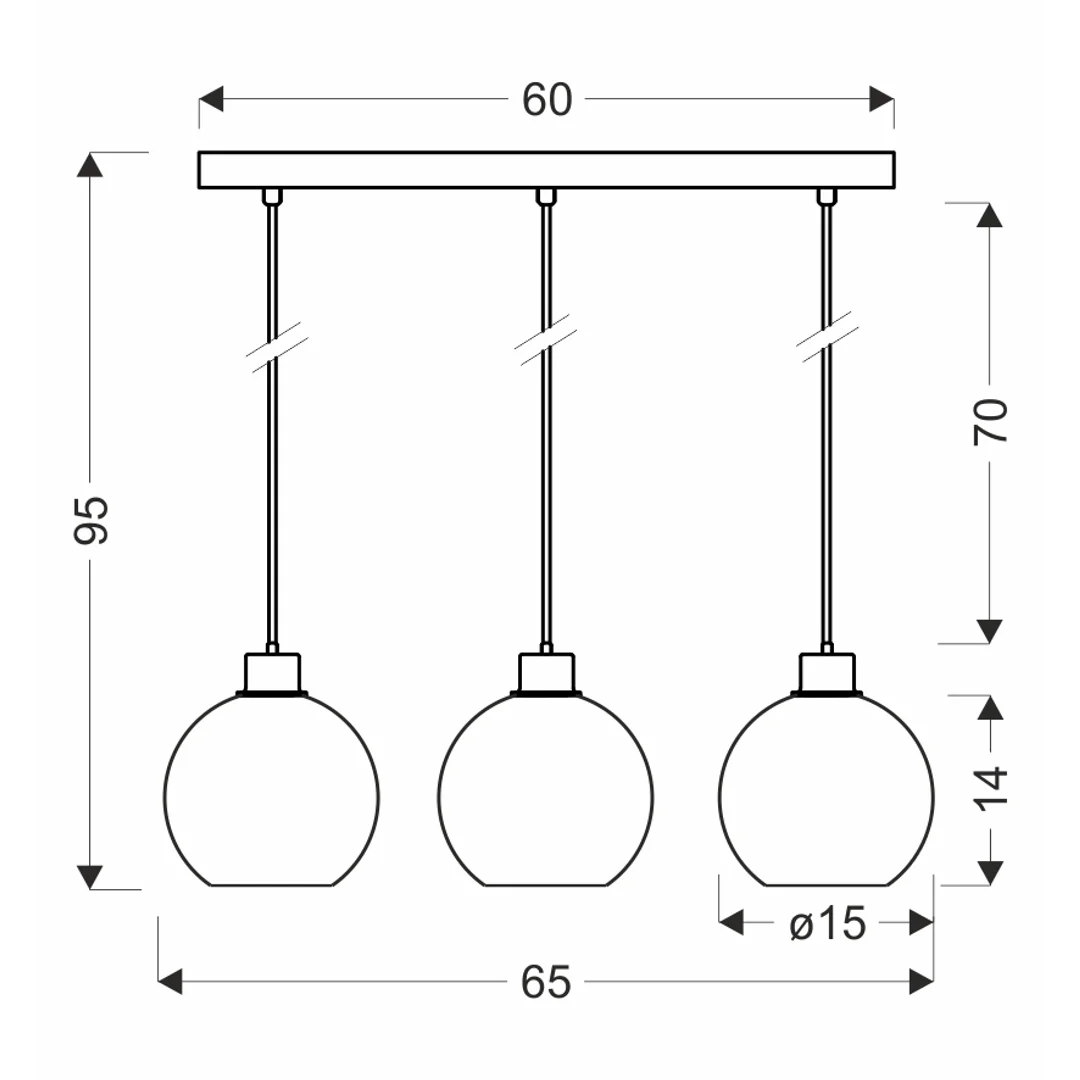 VALOR lampa wisząca czarny +złoty 3x40W E27 klosz bursztynowy — zdjęcie 2