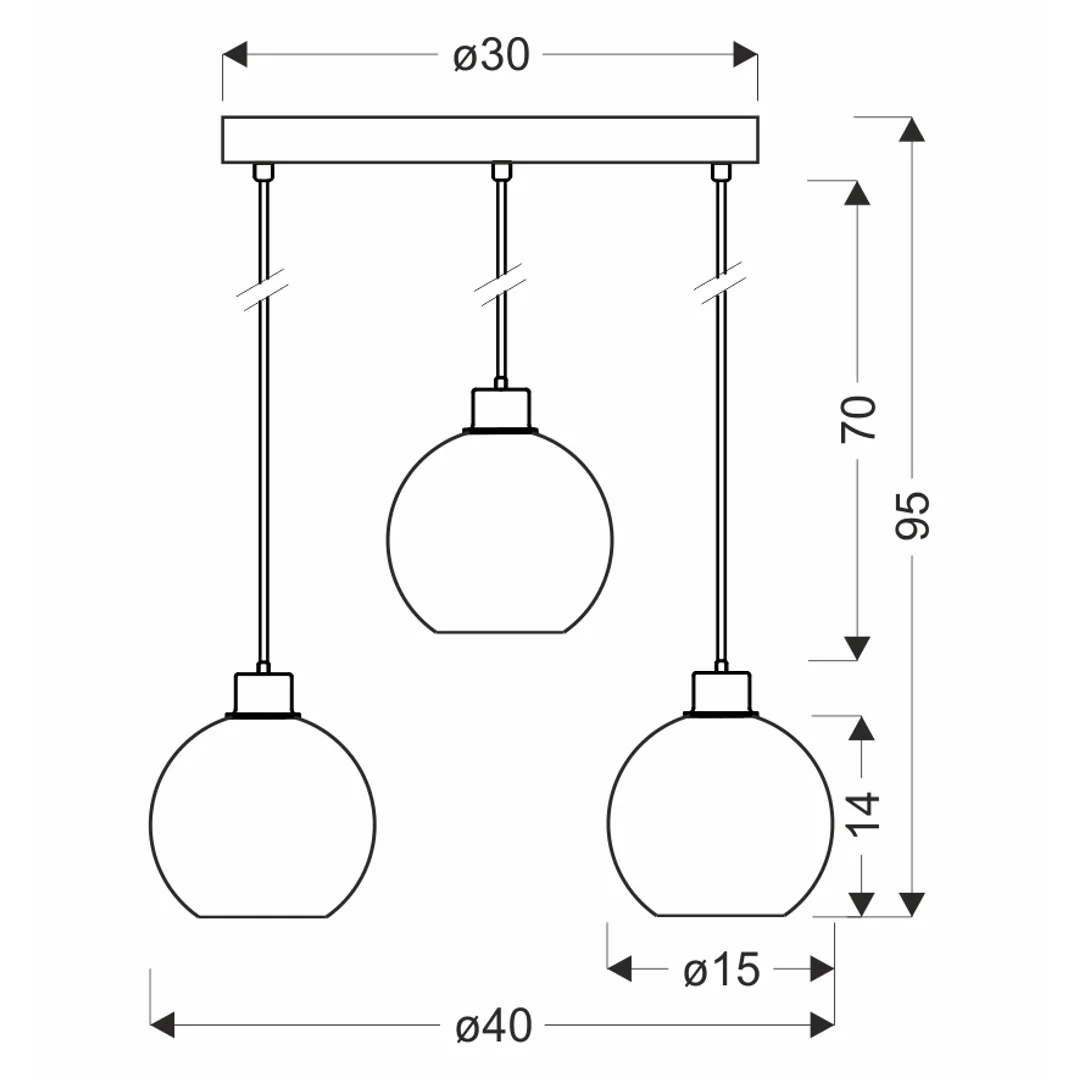 VALOR lampa wisząca talerz czarny +złoty 3x40W E27 klosz bursztynowy — zdjęcie 2
