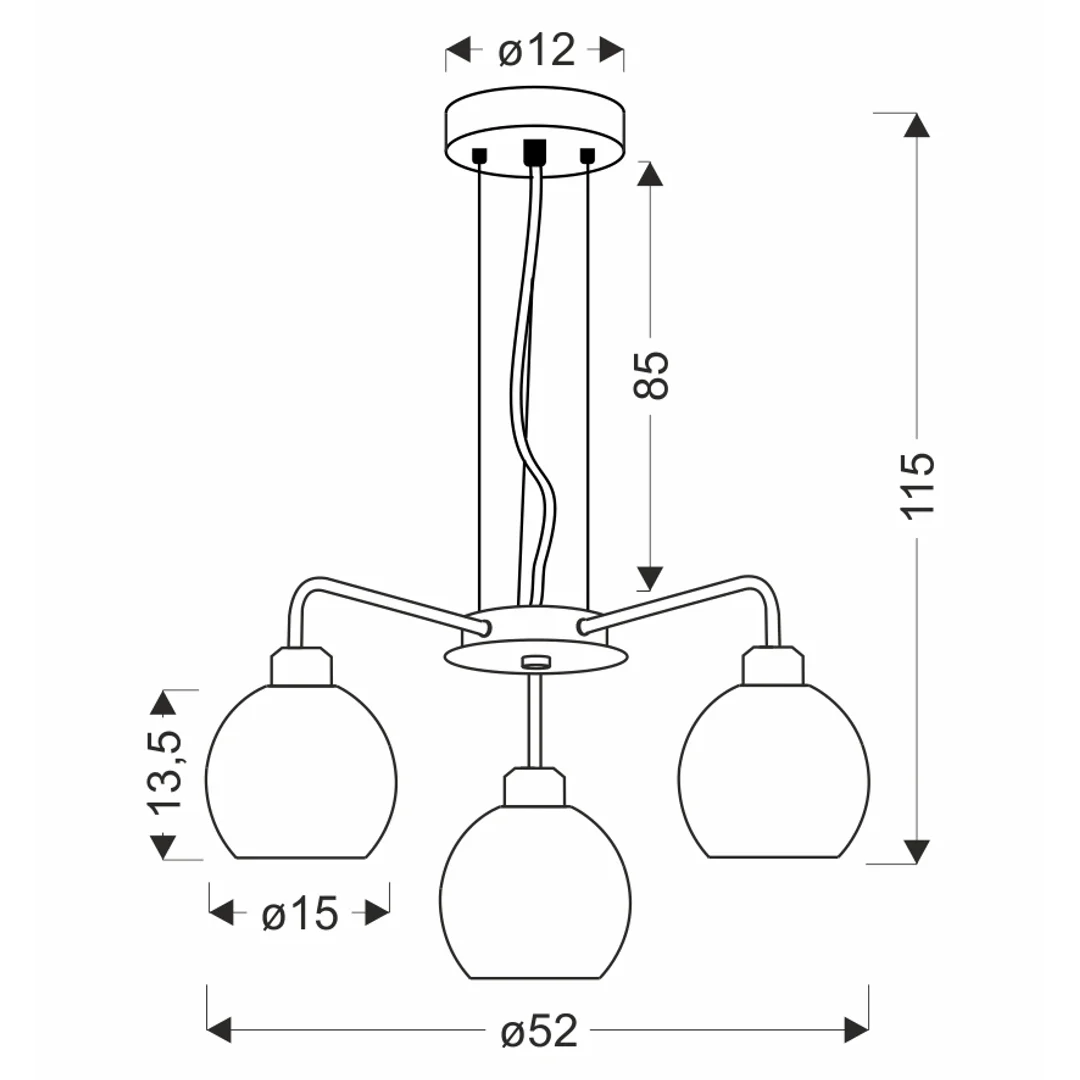 VERTON lampa wisząca chromowy 3x40W E27 klosz chromowy — zdjęcie 2