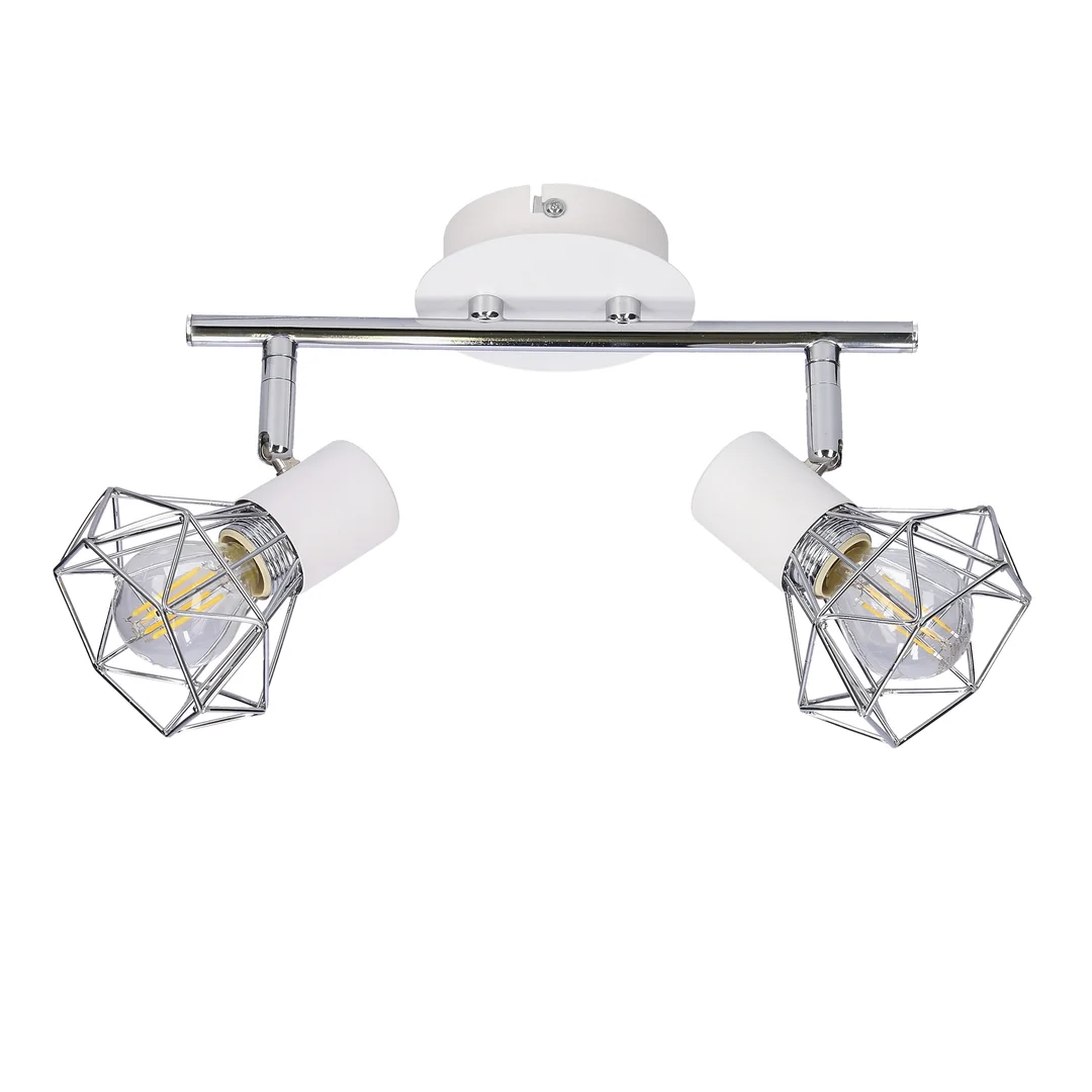 VERVE LAMPA SUFITOWA LISTWA 2X40W E14 BIAŁY ABAŻUR CHROM — zdjęcie 2