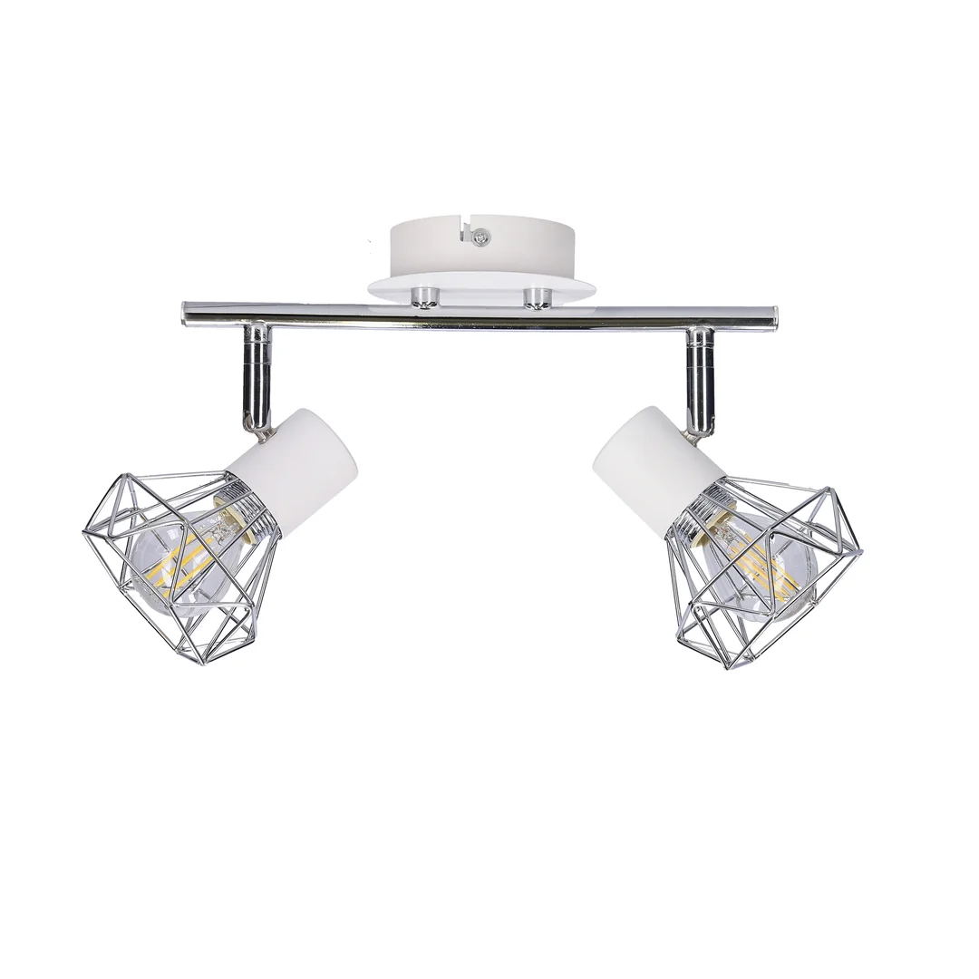 VERVE LAMPA SUFITOWA LISTWA 2X40W E14 BIAŁY ABAŻUR CHROM — zdjęcie 3