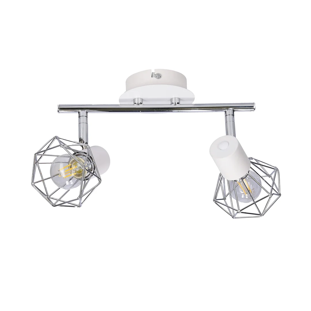 VERVE LAMPA SUFITOWA LISTWA 2X40W E14 BIAŁY ABAŻUR CHROM — zdjęcie 4