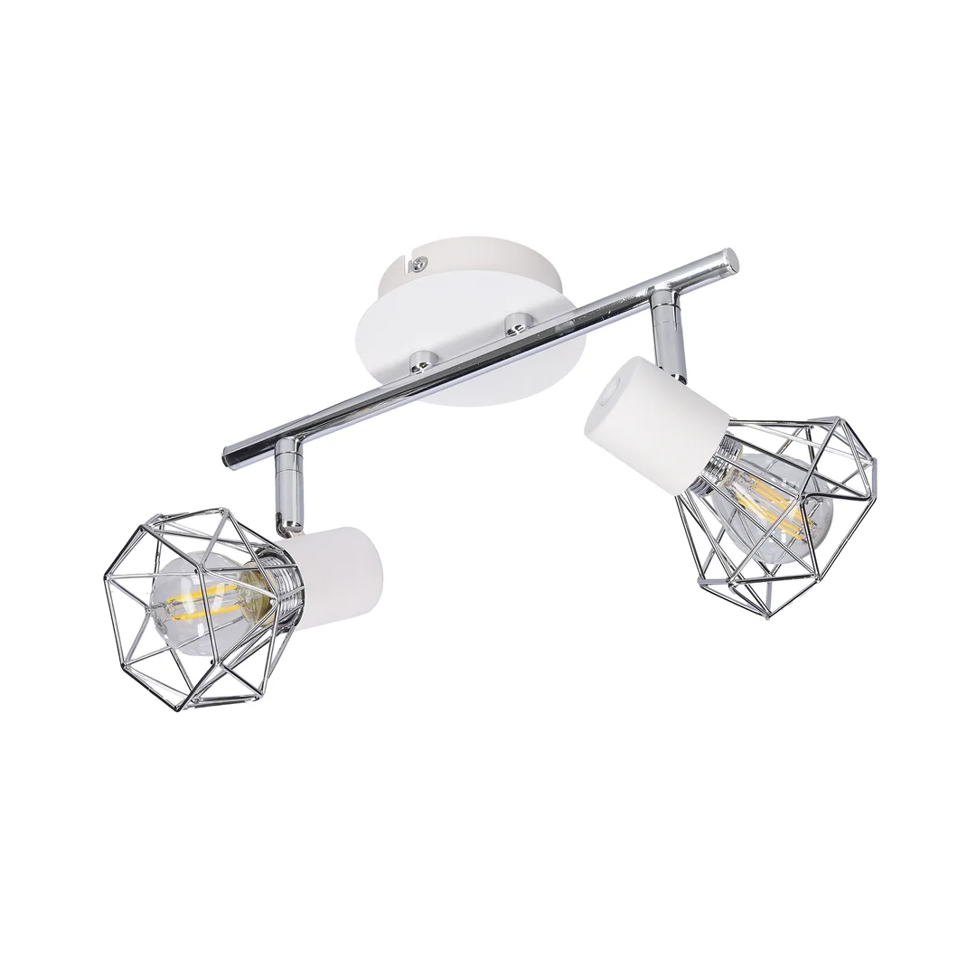 VERVE LAMPA SUFITOWA LISTWA 2X40W E14 BIAŁY ABAŻUR CHROM — zdjęcie 6