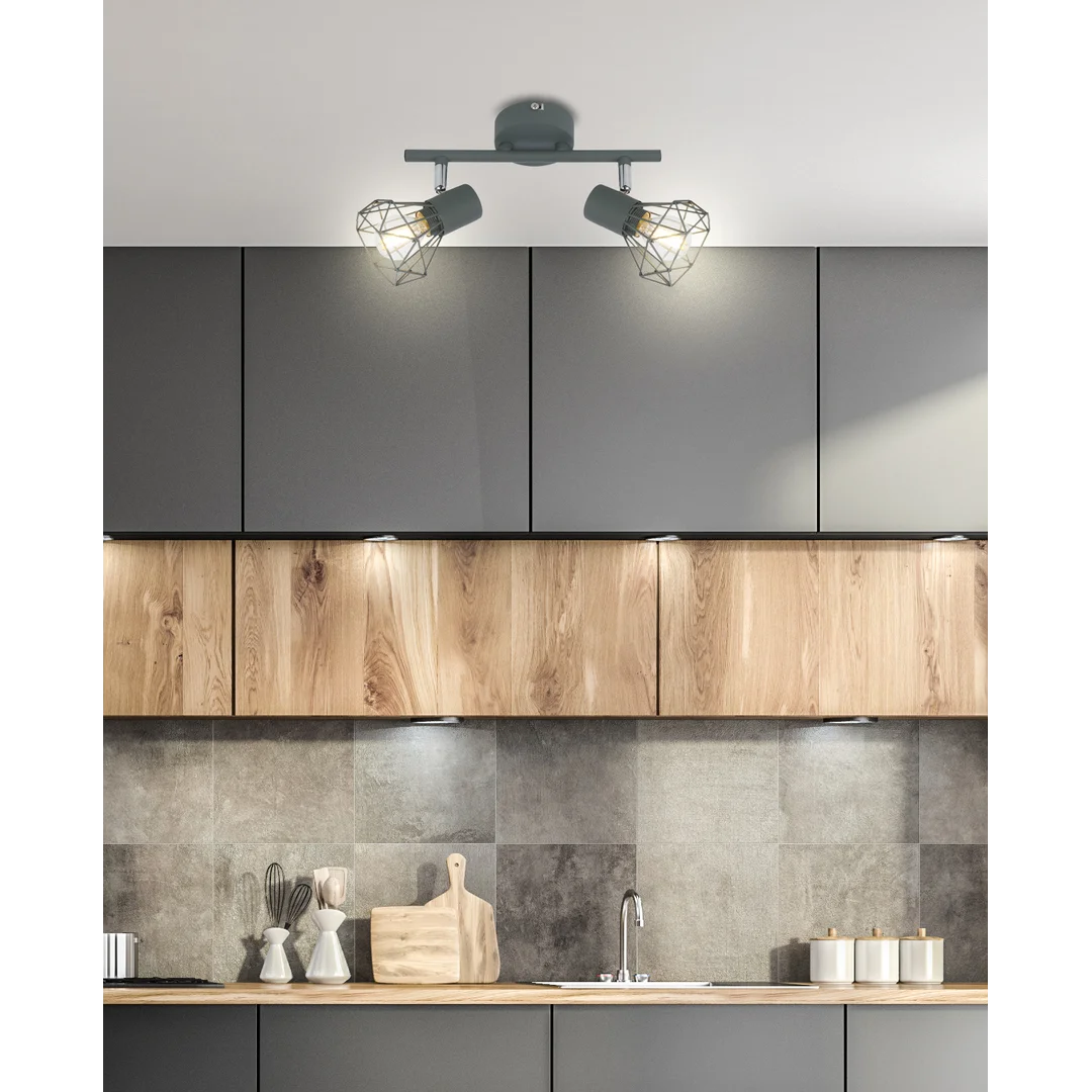VERVE LAMPA SUFITOWA LISTWA 2X40W E14 MATOWY SZARY — zdjęcie 2
