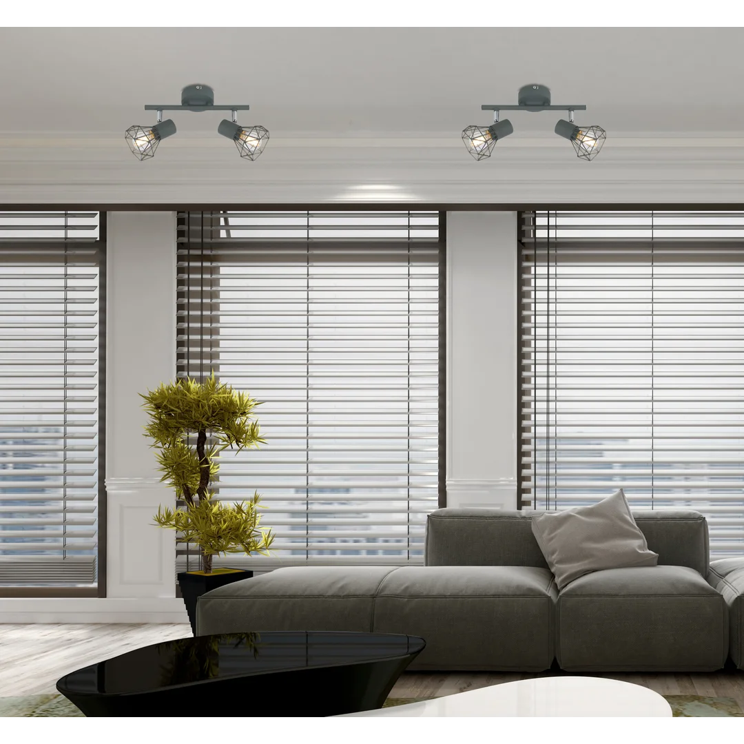 VERVE LAMPA SUFITOWA LISTWA 2X40W E14 MATOWY SZARY — zdjęcie 3