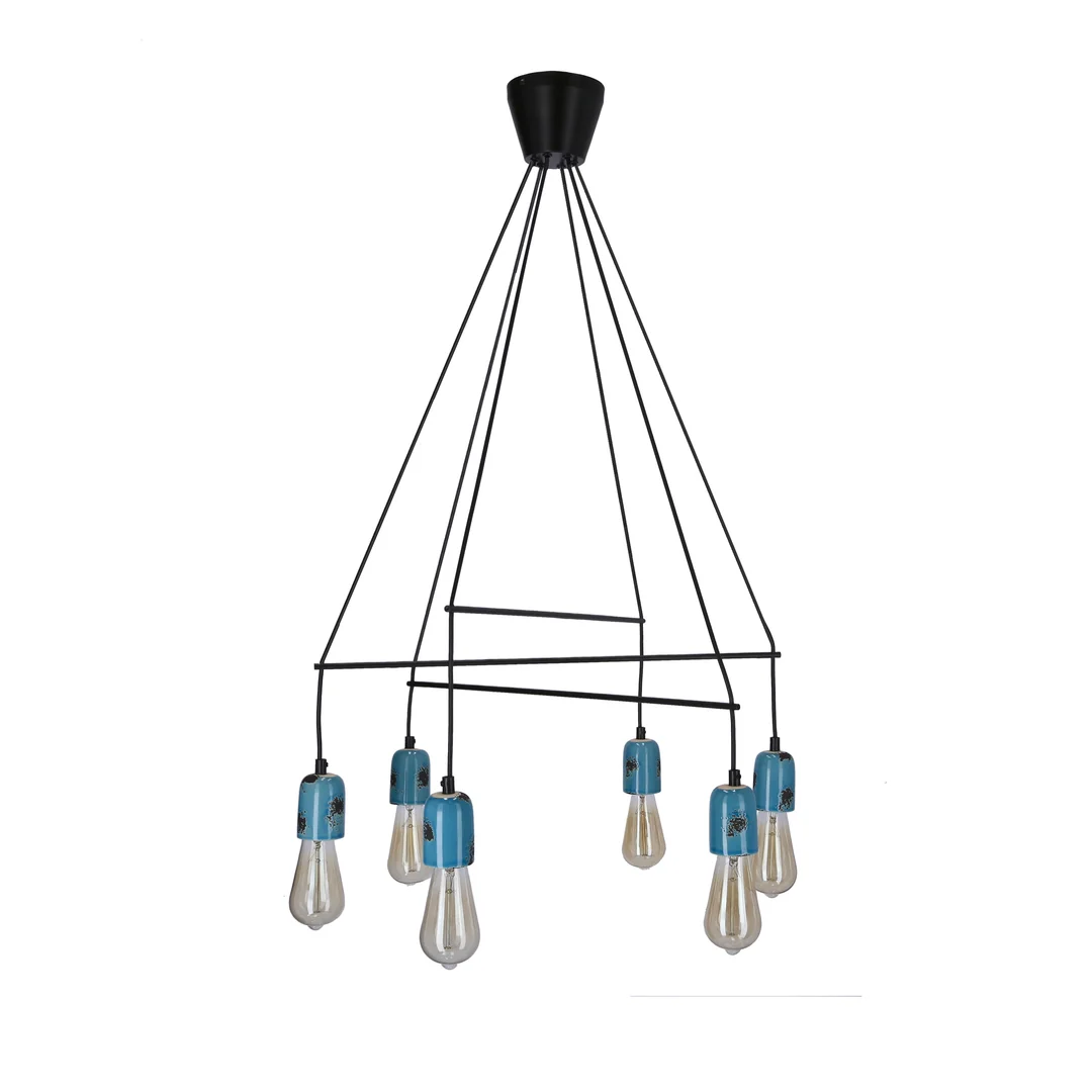 VIDER LAMPA WISZĄCA CZARNY 6X40W E27 — zdjęcie 2