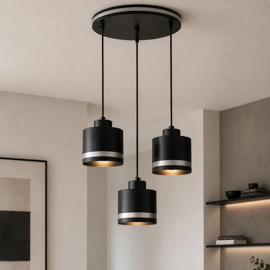 Wama lampa wisząca czarny 3x40w e27 klosz czarny+srebrny — zdjęcie 2