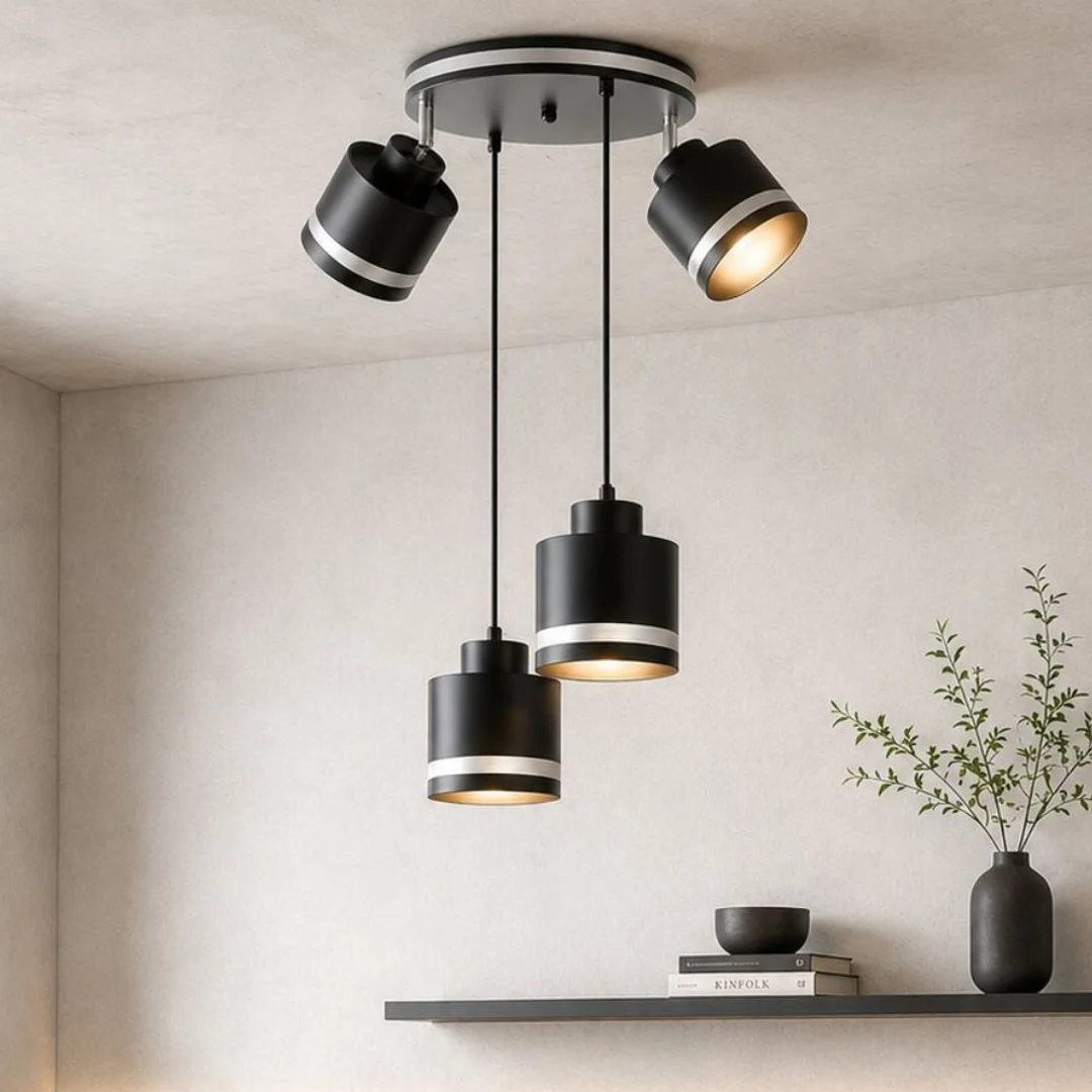 Wama lampa wisząca czarny talerz 4x40w e27 klosz czarny+srebrny — zdjęcie 2