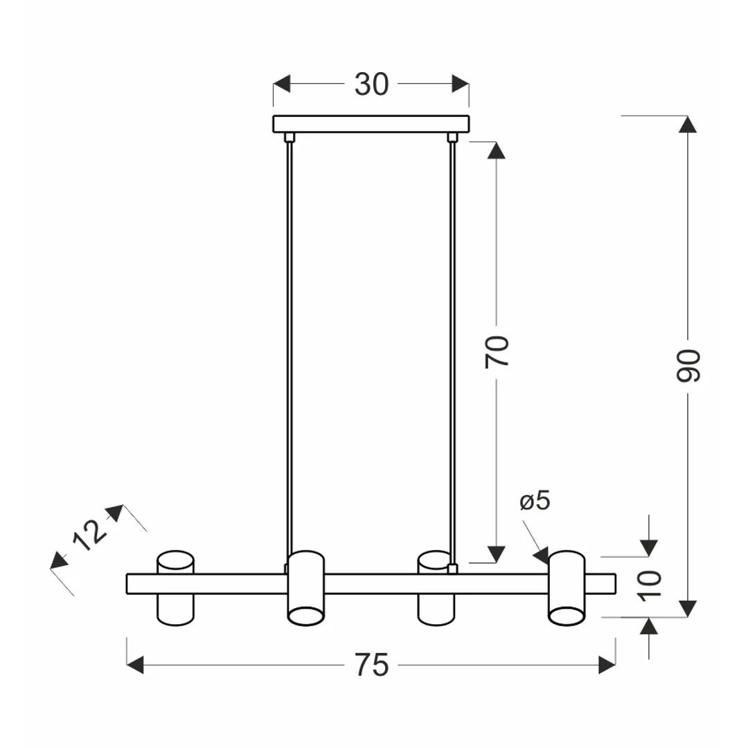 Xilo lampa sufitowa czarny+drewniany 4x25W GU10 klosz biały — zdjęcie 2