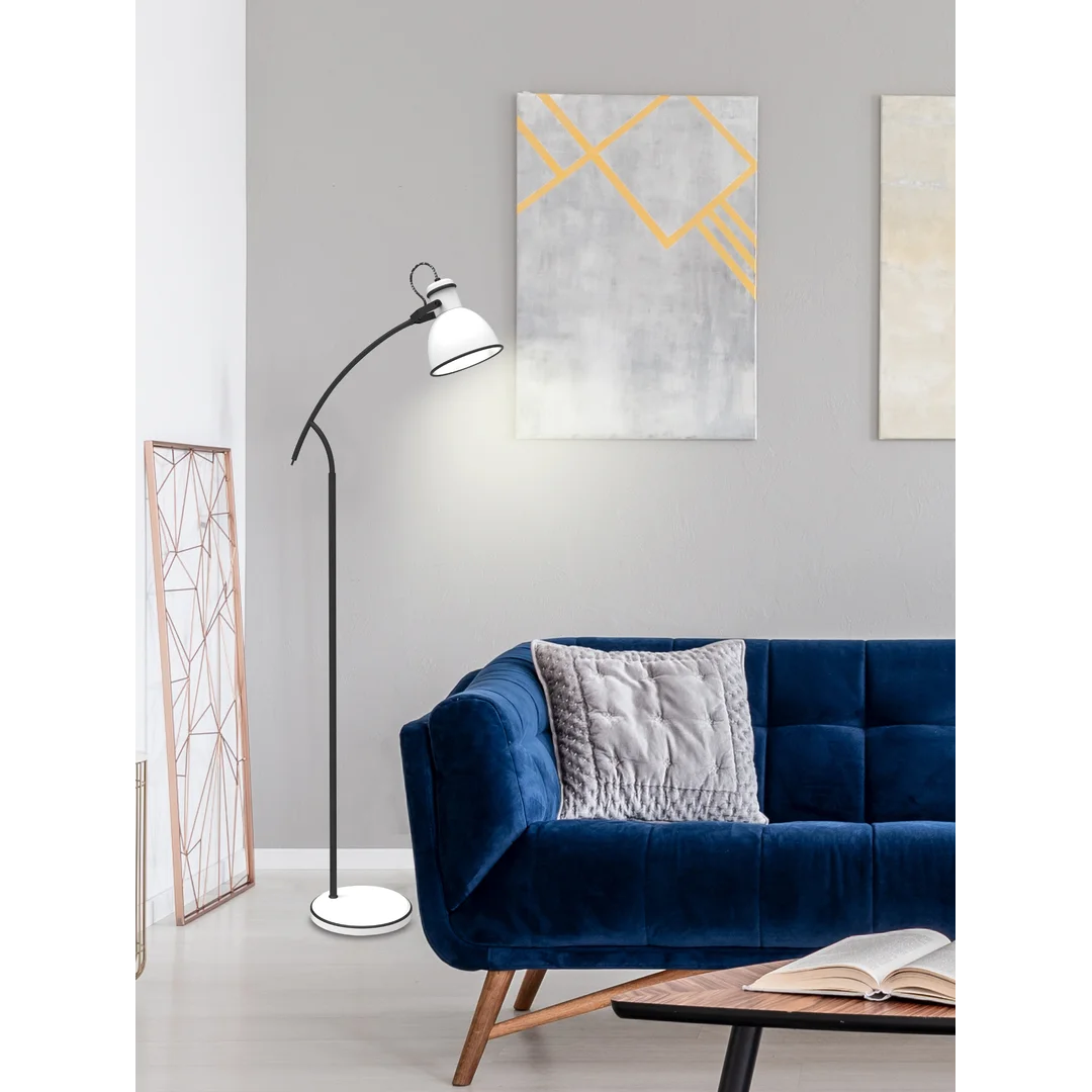 ZUMBA LAMPA PODŁOGOWA SZTYCA SKOS 1X40W E27 BIAŁY+CZARNY — zdjęcie 2