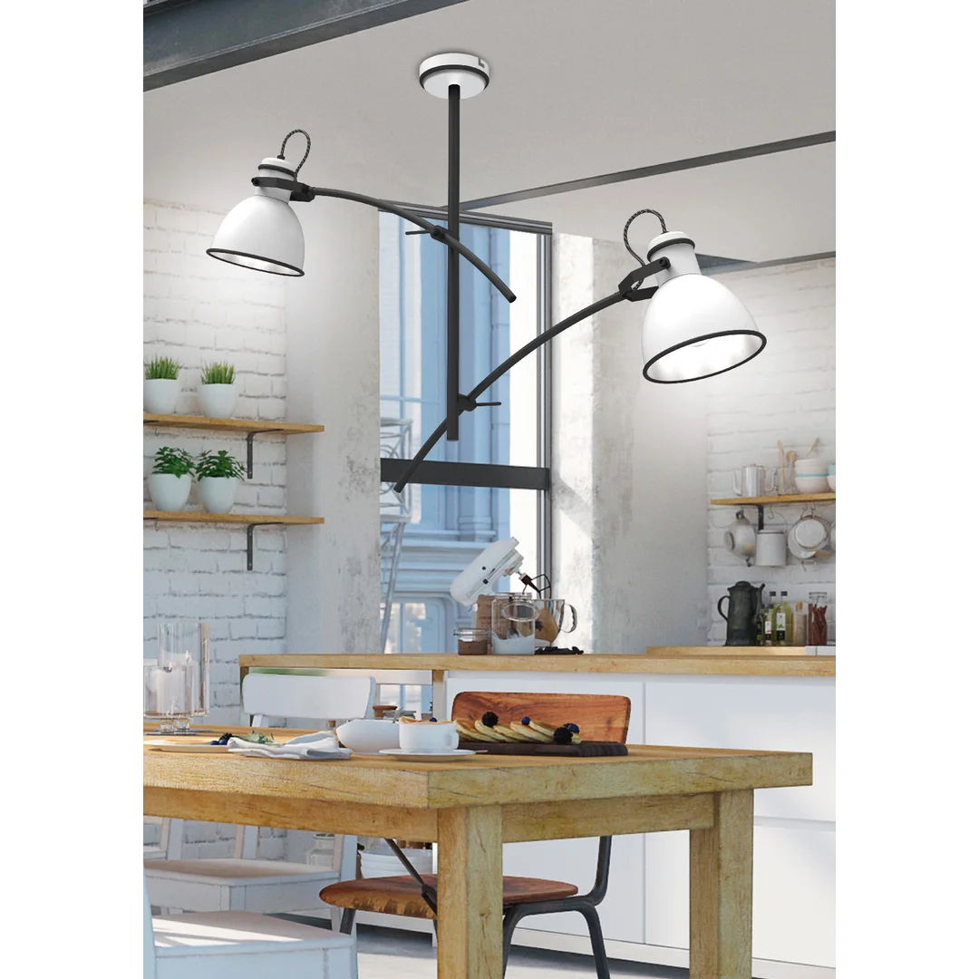 ZUMBA LAMPA WISZĄCA 2X60W E27 BIAŁY+CZARNY — zdjęcie 2