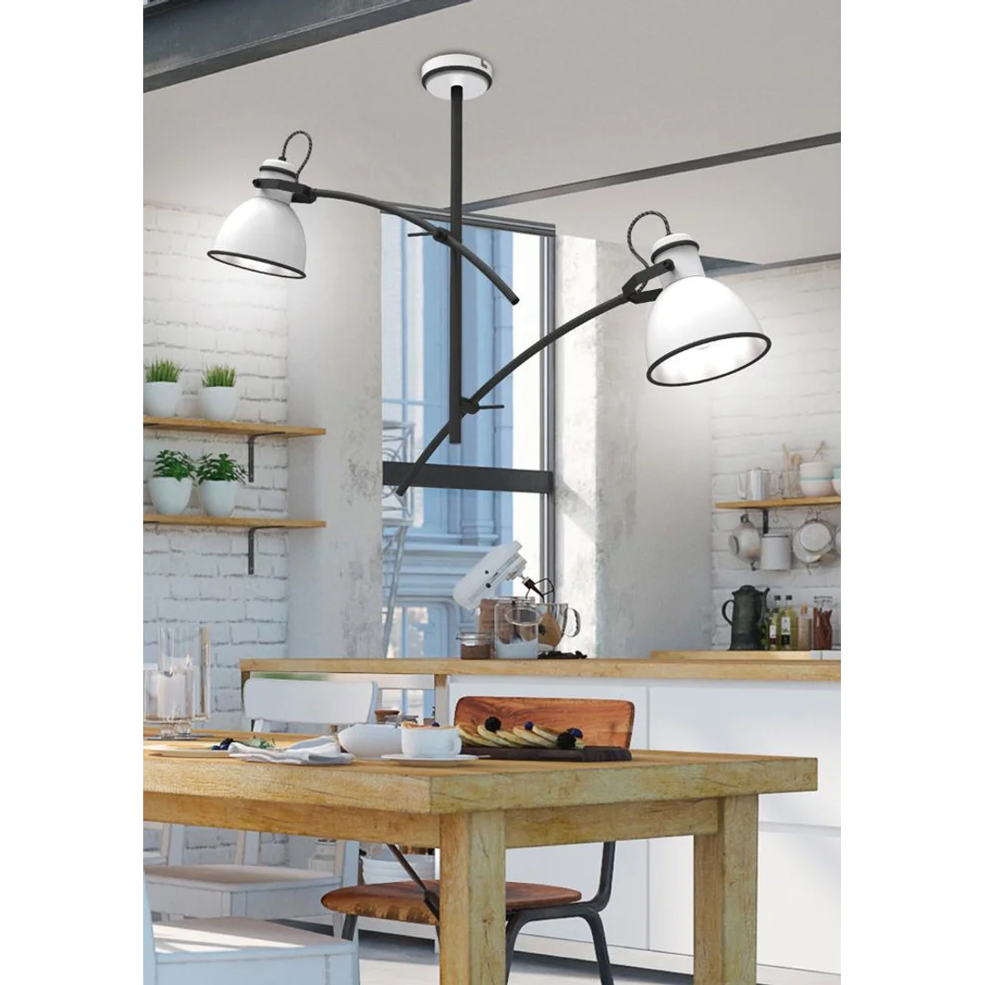 ZUMBA LAMPA WISZĄCA 2X60W E27 BIAŁY+CZARNY — zdjęcie 3
