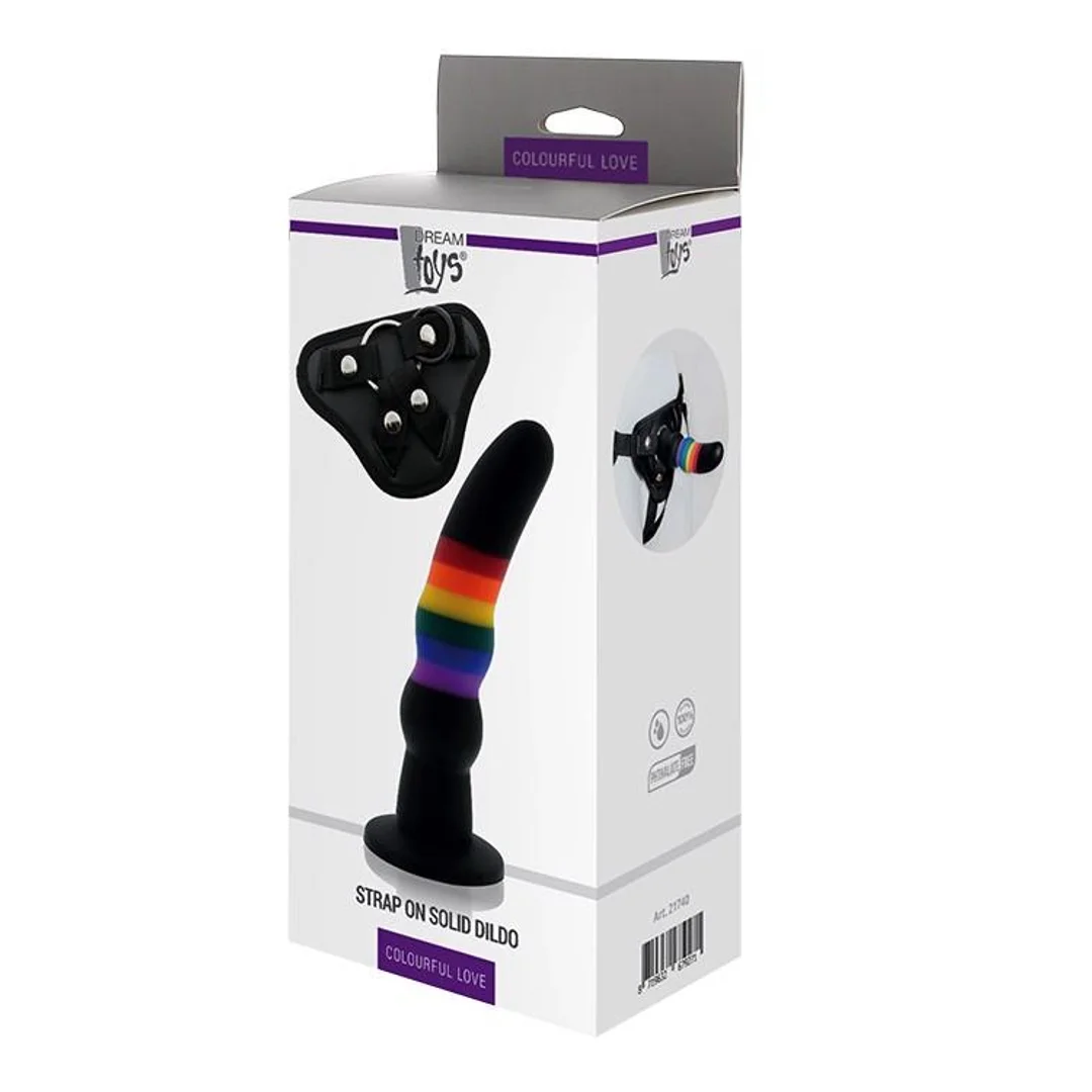 COLOURFUL LOVE STRAP ON SOLID DILDO