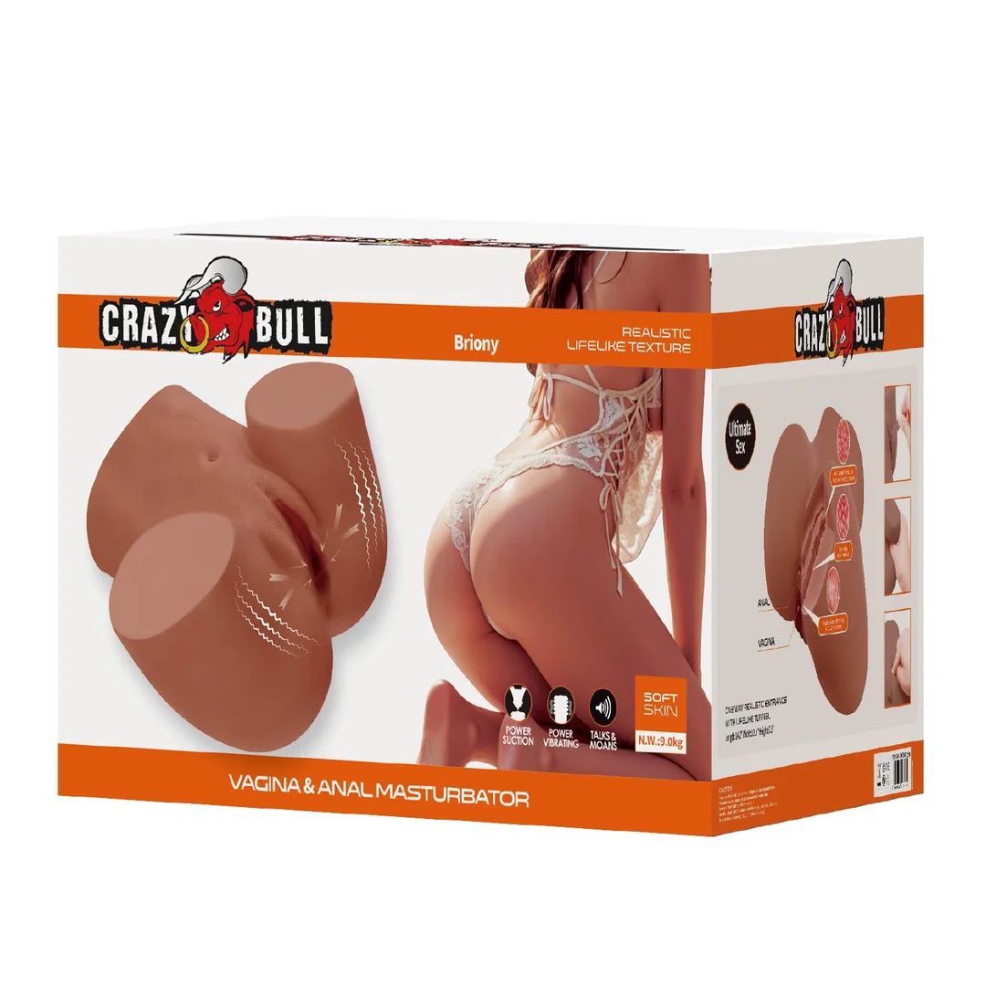 Crazy Bull Briony Realistic Vagina & Anal Masturbator with Vibrations – Brown — zdjęcie 8