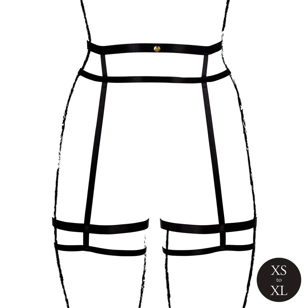 Double Strap Garter Belt with Adjustable Sliders - One Size - Black — zdjęcie 5