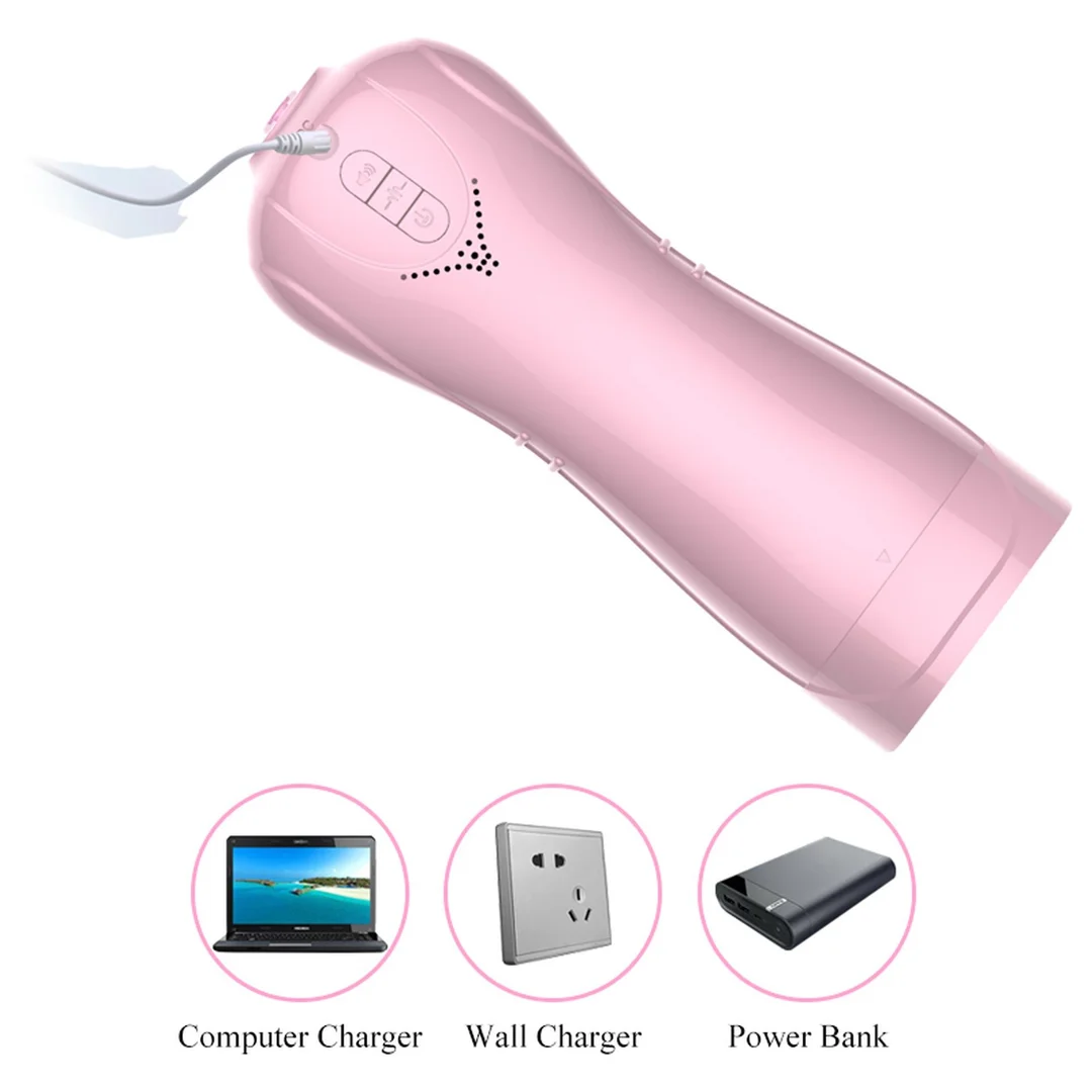 Masturbator-Vibrating and Flashing Masturbation Cup USB 7+7 Function / Talk Mode (Pink) — zdjęcie 3
