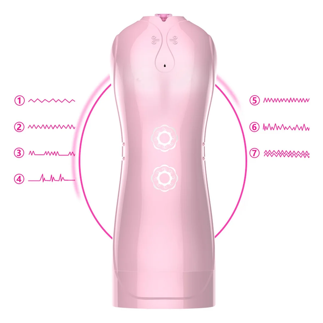 Masturbator-Vibrating and Flashing Masturbation Cup USB 7+7 Function / Talk Mode (Pink) — zdjęcie 10