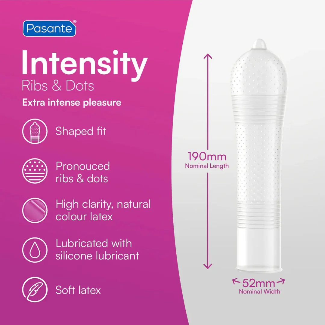 Pasante Ribs & Dots/Intensity Condoms Bulk Packs 144 pcs — zdjęcie 3