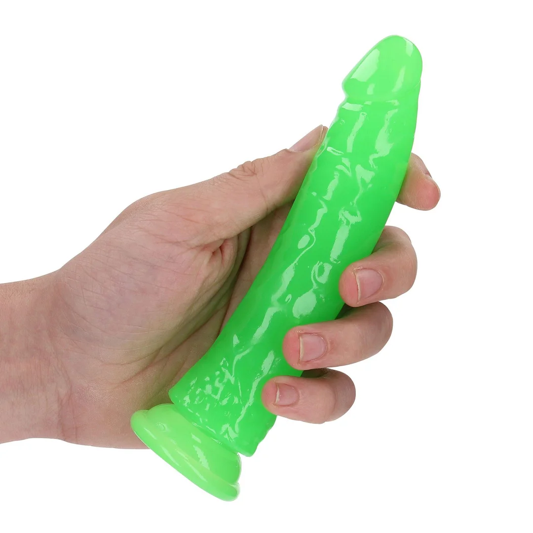Slim Realistic Dildo with Suction Cup - Glow in the Dark - 6'' / 15,5 cm — zdjęcie 3