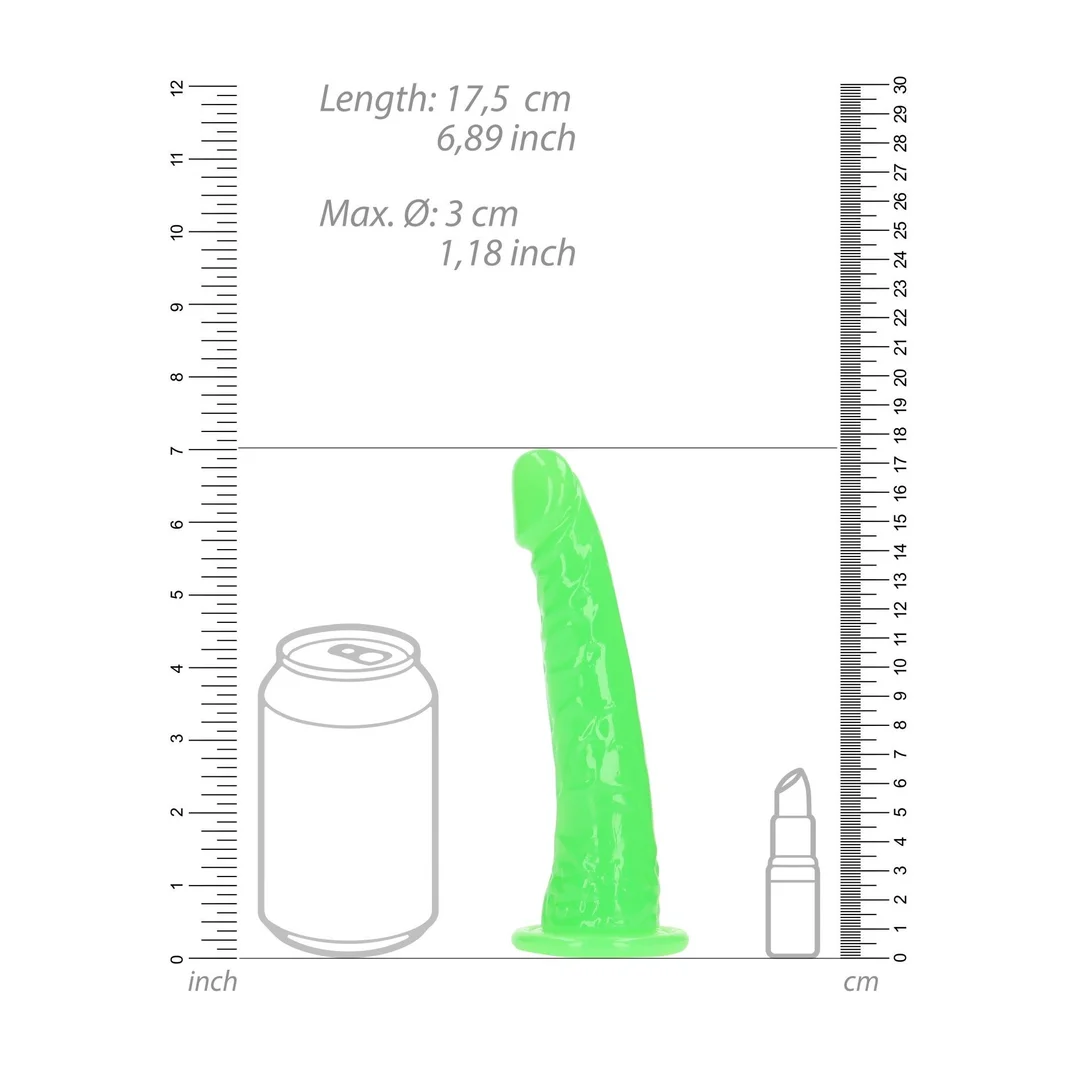 Slim Realistic Dildo with Suction Cup - Glow in the Dark - 6'' / 15,5 cm — zdjęcie 4