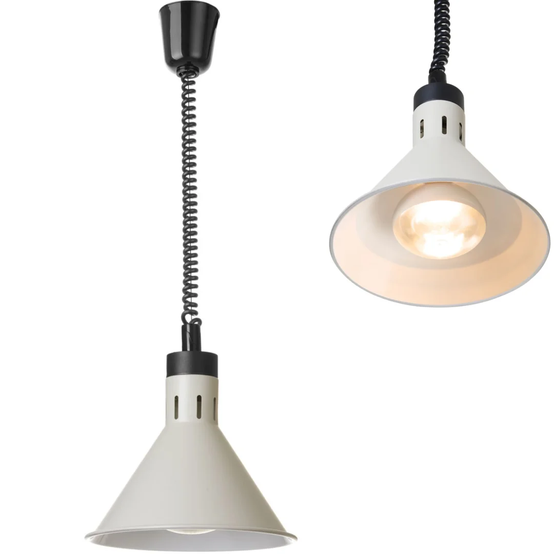 Lampa do podgrzewania potraw wisząca stożkowa śr. 275 mm 250 W - biała