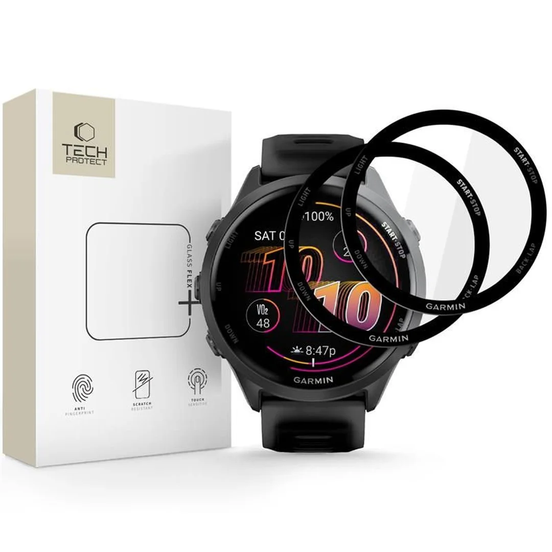 Szkło hybrydowe na zegarek Garmin Forerunner 47 mm czarne - 2 szt.