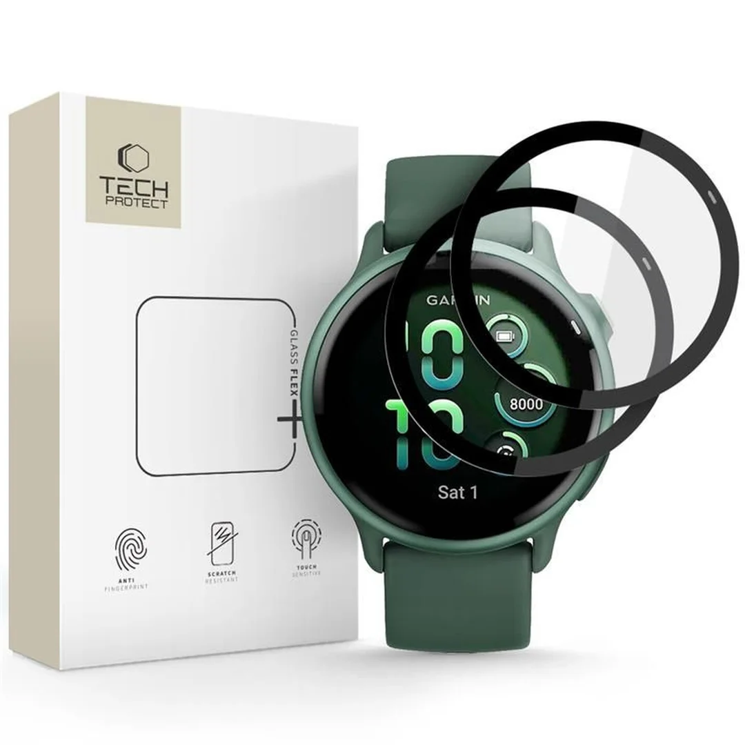 Szkło hybrydowe na zegarek Garmin Vivoactive 6 Glass Flex+ czarne - 2 szt.